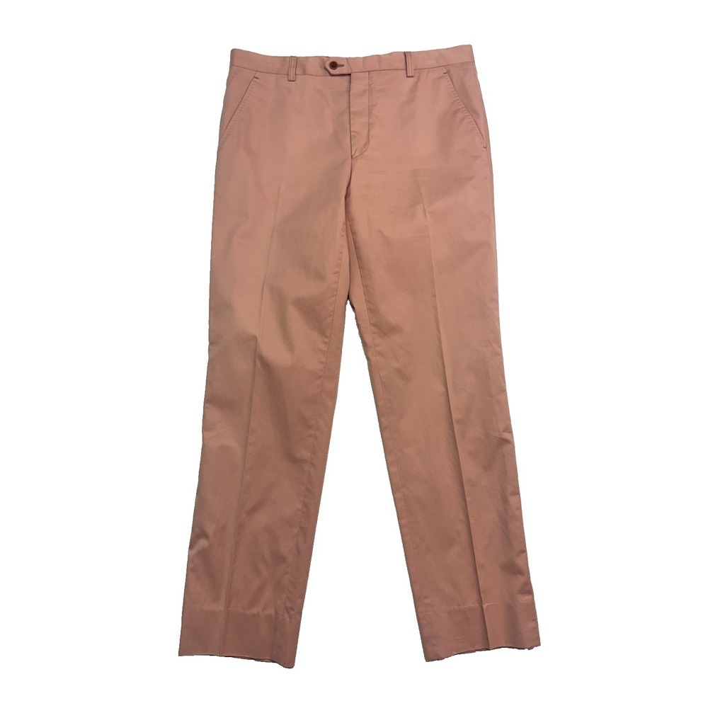 Ted Baker 34x31 Salmon Cotton Chino Trouser Pants Flat Front Brushed Soft Mens